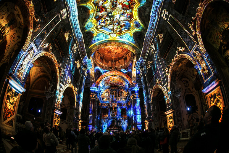 Video mapping nella chiesa di Santa Caterina - RIPRODUZIONE RISERVATA