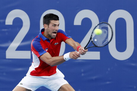 Tennis Novak Djokovic of Serbia in action against Jan-Lennard Struff of Germany during the Men's Sin