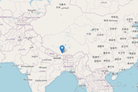 Localizzazione del terremoto del 7 gennaio in Tibet (fonte: INGV)