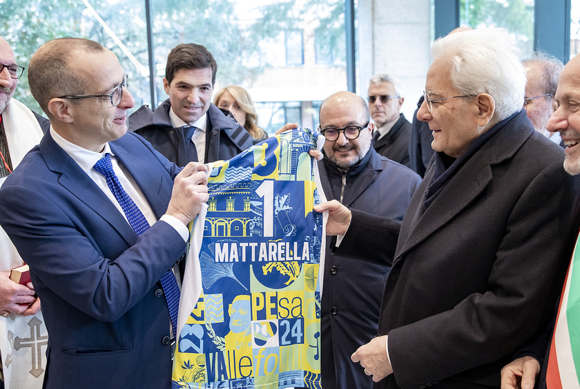 Mattarella a Vallefoglia prima di andare a Pesaro - RIPRODUZIONE RISERVATA