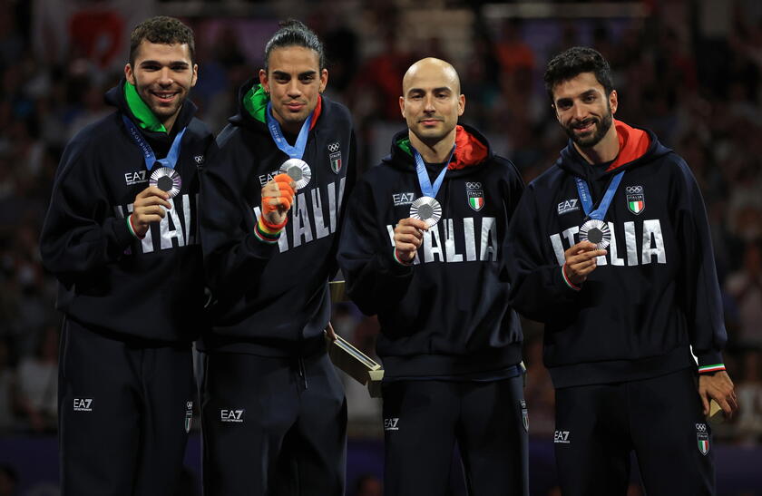 Guillaume Bianchi, Filippo Macchi, Tommaso Marini e Alessio Foconi, argento nel fioretto a squadre