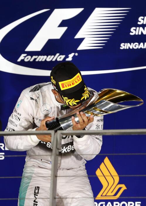 festa Hamilton al gp di Singapore © ANSA