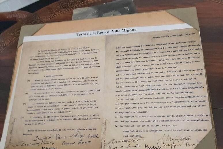 Testo della resa di Villa Migone il 25 aprile 1945 a Genova - RIPRODUZIONE RISERVATA